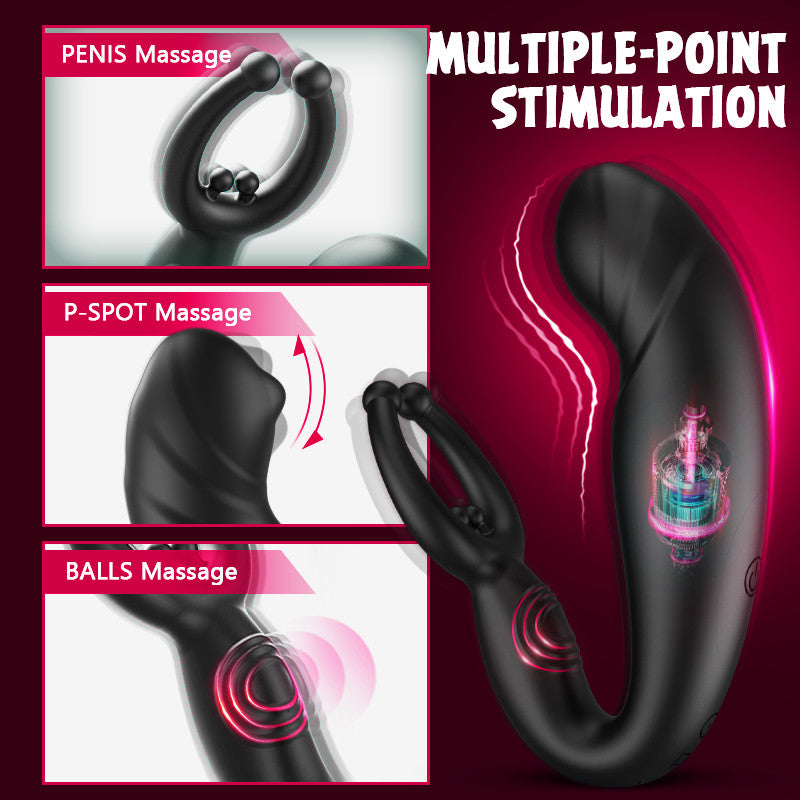 Acmejoy - Bead Massage Multifunctional 9 Vibrating Prostate Anal Plug Solo Male Prostate Massager