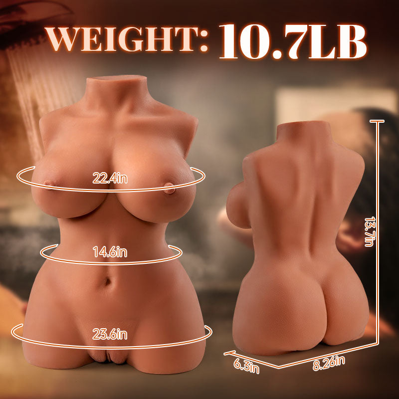 Jian - 10.7 lbs Brown Realistic TPE Sex Doll, Playable Breasts & Textured Dual Entry Lifelike Doll Masturbator Sex Torso