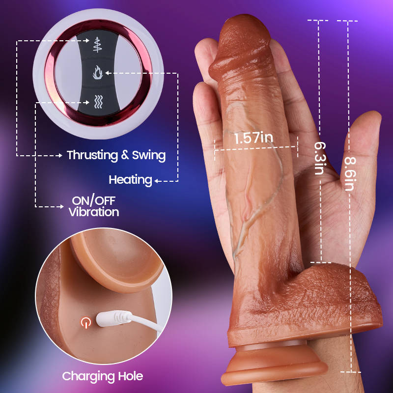 Spartan - 8.6 Inch Bloodshot Thrusting Swinging Heating Dildo