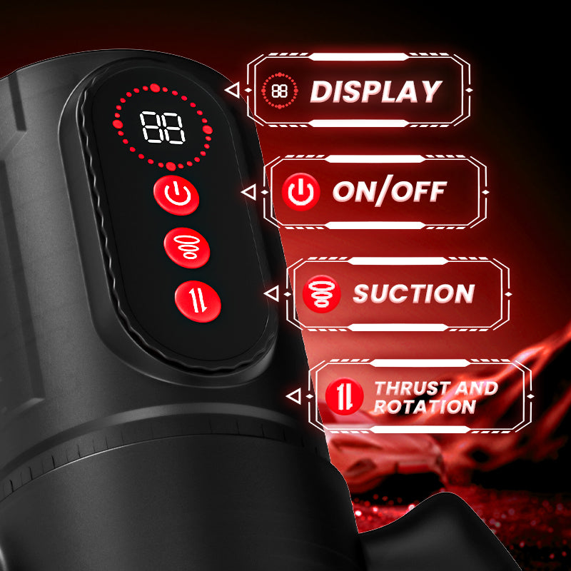 Acmejoy - Terminator 9 Telescopic Rotating Sucking with Handle Male Stroker