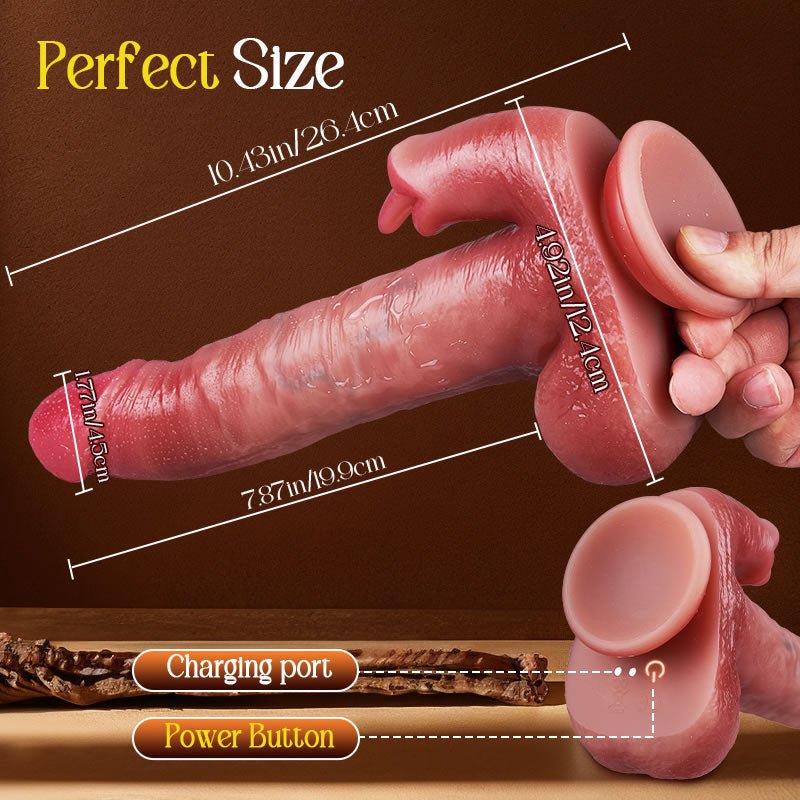 LickMax - UPGRADED 10.43 In Longer Licking Heating Thrusting Swinging Lifelike Dildo