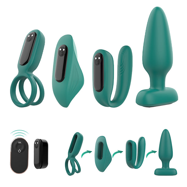 Acmejoy 9 Vibration Sex Toys 4 Pieces Set for Couple with Remote Control