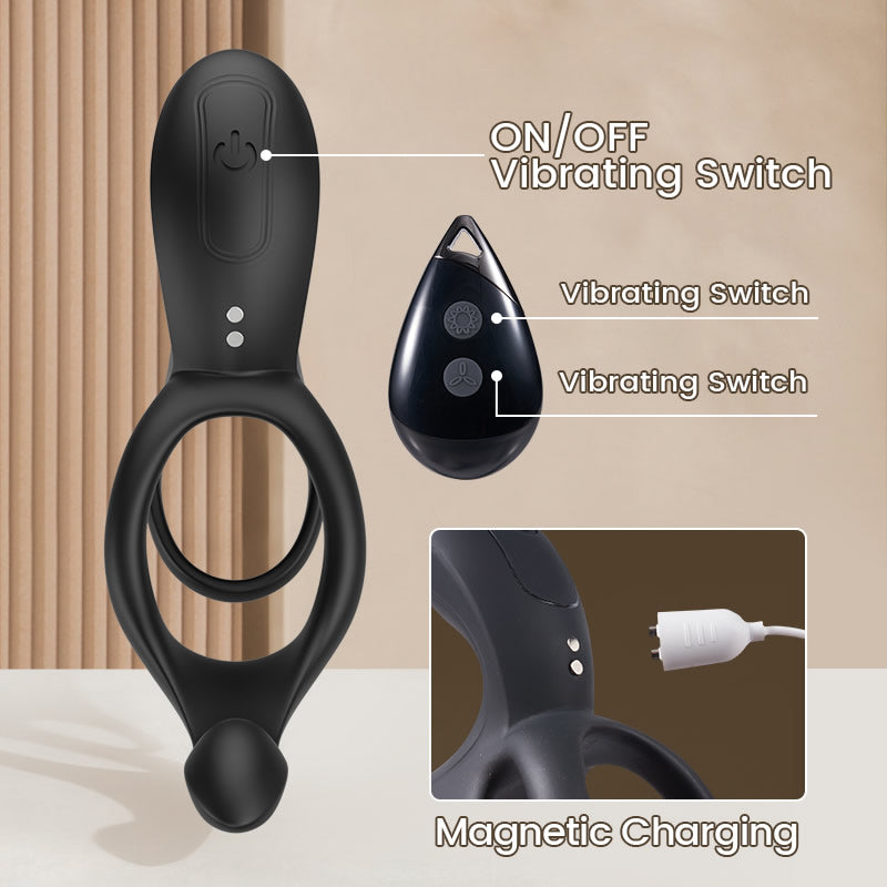Sonic - 9 Vibration Penis Ring for Perineum C-spot and G-spot 3 in 1 Stimulation