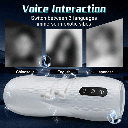 Acmejoy - Language Voice Male Stroker Masturbator With Heated Base, 5 Suction 10 Vibration