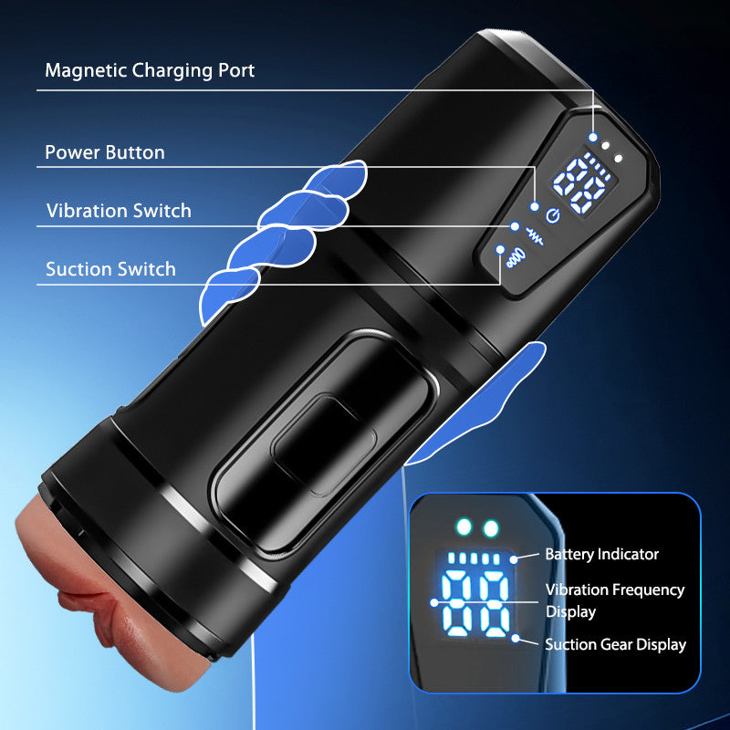 Challenger - 10 Vibrations, 5 Suctions, Ultra-Realistic Vagina, Simulated Masturbator