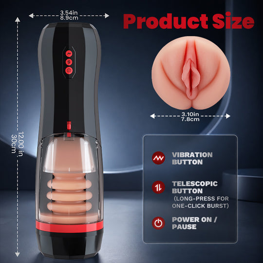ROKA - 5 Thrusting Modes 10 Vibration Suction One-Touch Boost Male Masturbator for Progressive Stimulation