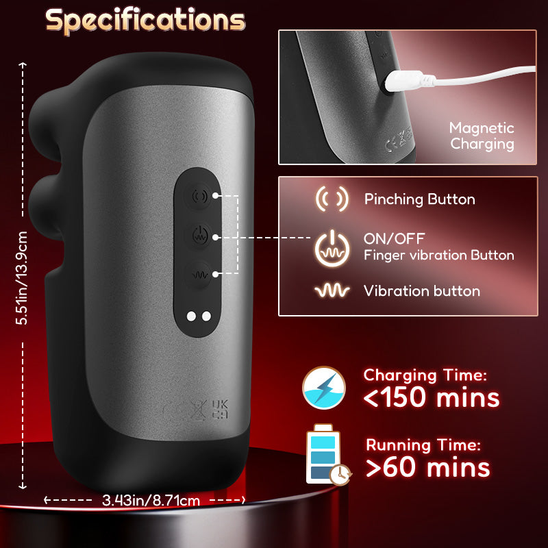 Acmejoy - Evans 10 Pinch Beating Finger Vibrations Penis Vibrator Male Glans Trainer