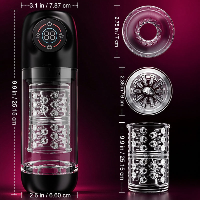Poseidon - 7 Rotating 7 Sucking Licking LCD Display Pumps & Enlargers Automatic Male Masturbator