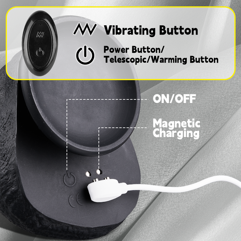 Acmejoy- 3 Thrusting 9 Vibration Heating Big Brown Dildo Tattooed Men