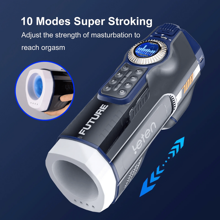 Leten - Smart Thrusting & Heating Male Stroker with 490 Stimulation Modes, 39 Cylinders, JAV Moan Sound & LED Display
