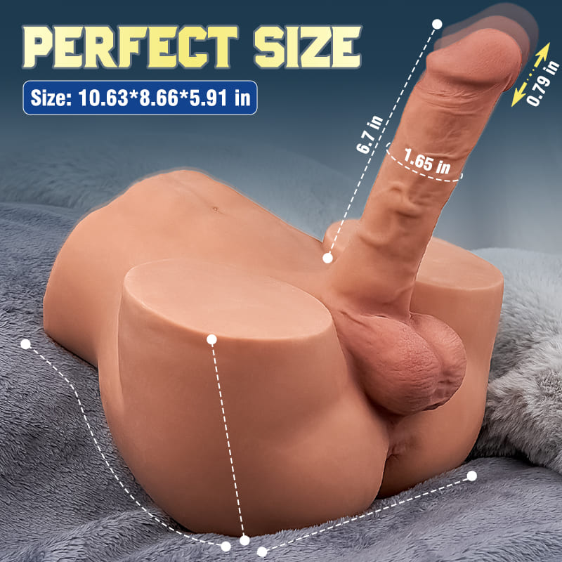 Acmejoy - Thrusting Vibrating Dildo Realistic Butt 10.12lbs Brown