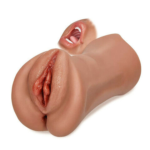 7.4-Inch 3 in 1 Tanned Lifelike Mouth Pussy Anus Pocket Pussy