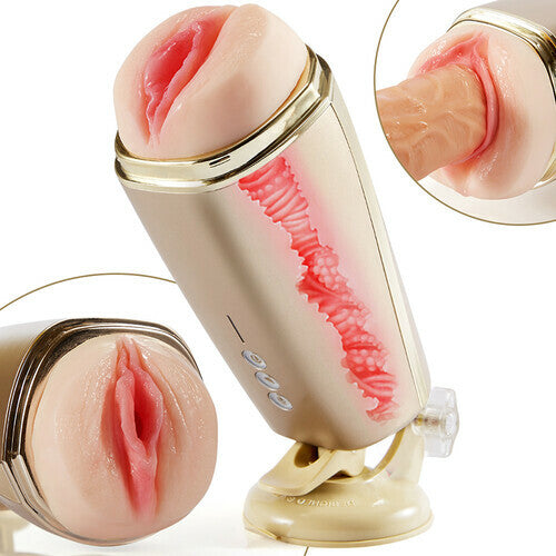 Razor Vibrating Masturbator Cup With Realistic Textured Moaning Pocket Vagina Pussy