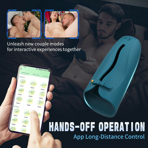 AcmeJoy Belt Design Pulsing Slapping Vibration APP Control Male Masturbator Penis Vibrator Trainer