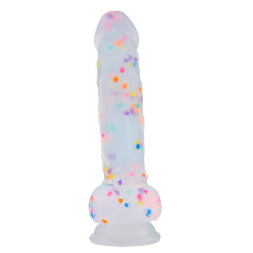 AcmeJoy Transparent Silicone Dildo with Colored Spots 8.07 Inch