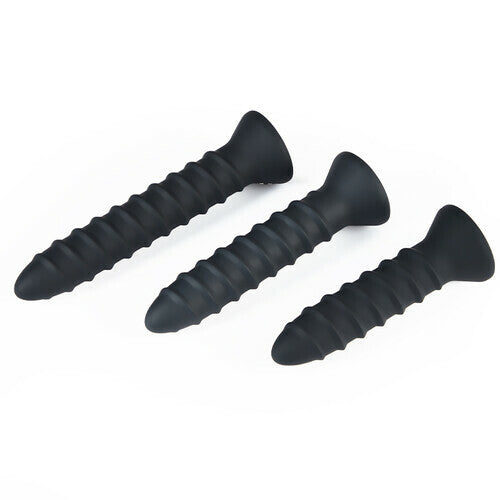 Acmejoy 3 Pcs 10 Vibration Silicone Spiral Butt Plug Training Set with Flared Base Prostate Sex Toys for Beginners