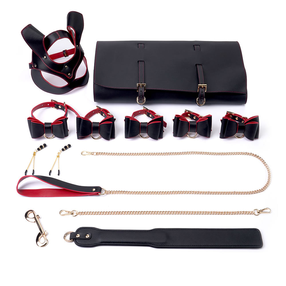 Catwoman Mask Bow-knot SM 6-Piece Bed Restraints Suit Set
