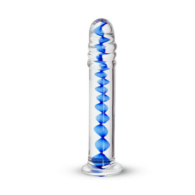 Acmejoy Frozen Sapphire Spiral Glass Dildo 6.18 Inch