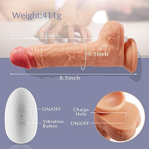 ACMEJOY 8.5-Inch 8 Mode Vibrating Thrusting Rotating Heating Remote Control Realistic Dildo