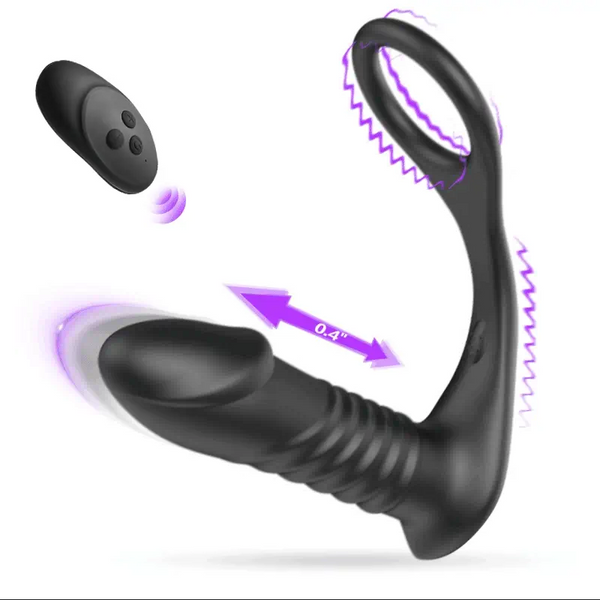 Moore - 10 Thrilling Vibration 3 Thrusting Silicone Remote Control Cock Ring Anal Vibrator