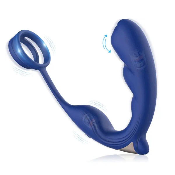 Acmejoy Blue Wing Head Spinning Bead Vibrating Prostate Massager