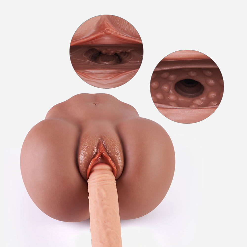 ACMEJOY 6.23lb Mariane Browned Caramel Sexpot Dual-Tunnel Realistic Anal Clitoris Male Masturbator