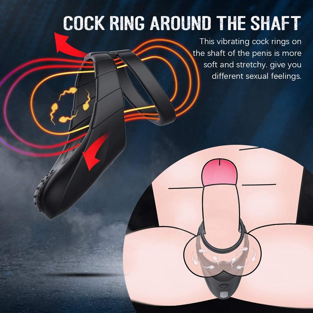 ACMEJOY 10 Vibration Modes Double Circles with Taint Teaser Penis Rings