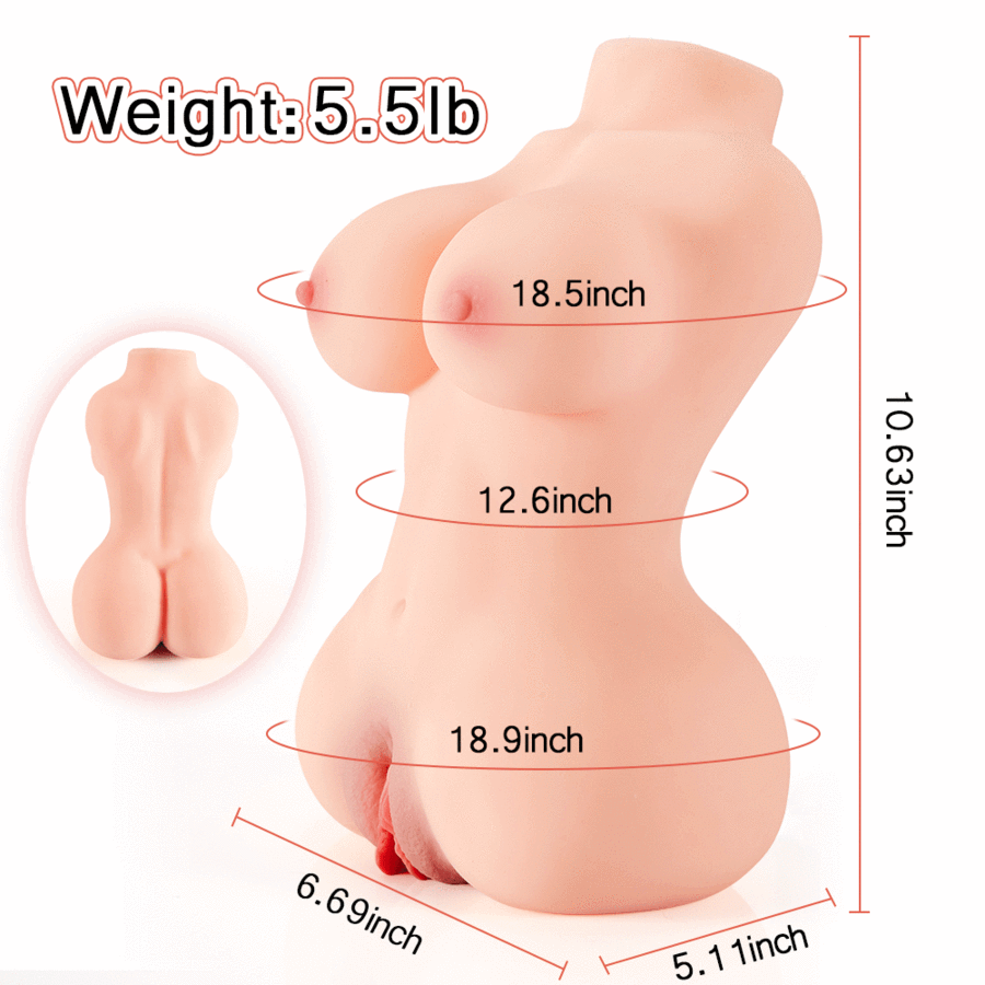 5.5 lbs Portable Curvy Sex Doll with Tight Vagina and Anus Realistic Strocker Masturbator