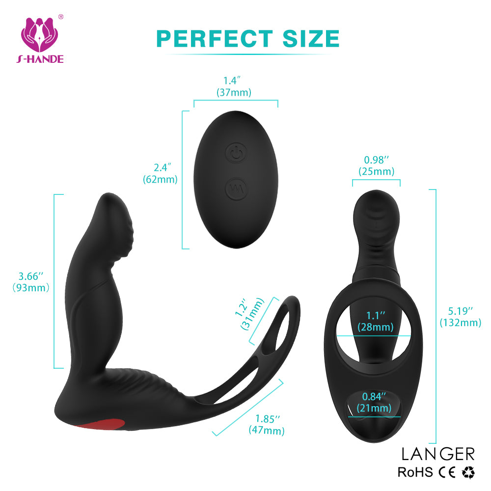 S-HANDE Remote Control Male Prostate Vibe Anal Plug With Penis Ring